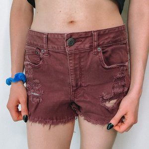 American Eagle Outfitters Mid Rise Red Jean Shorts